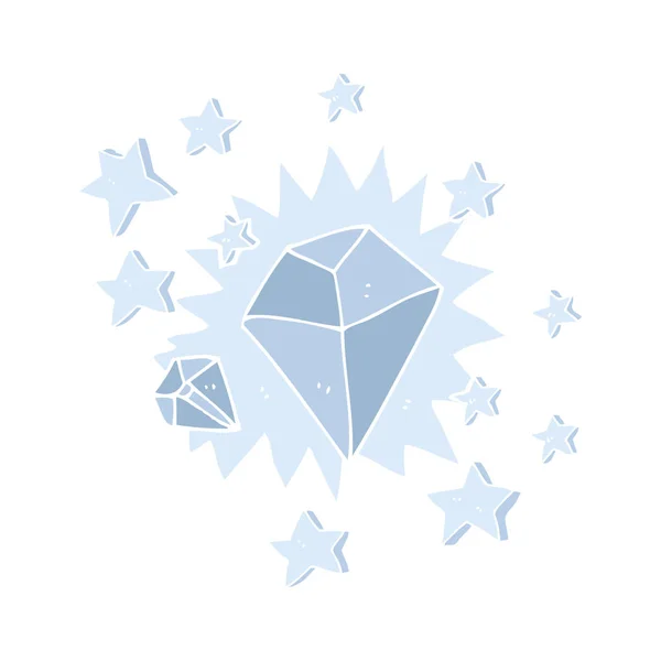Ilustracja Kolor Płaskie Sparkling Diamond — Wektor stockowy