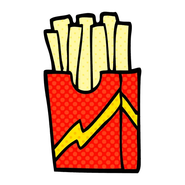 Cartoon Doodle Fastfood Frietjes — Stockvector