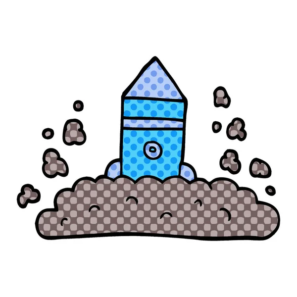 Cartoon Doodle Rocket Launch — Stock Vector
