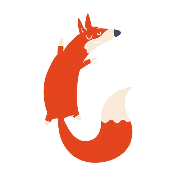 Platt Färg Stil Tecknad Hoppning Fox — Stock vektor