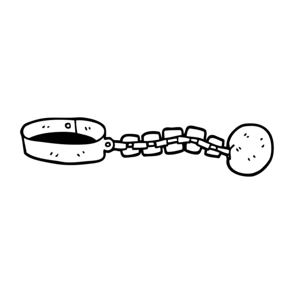 Line Drawing Cartoon Ball Chain — Stock Vector