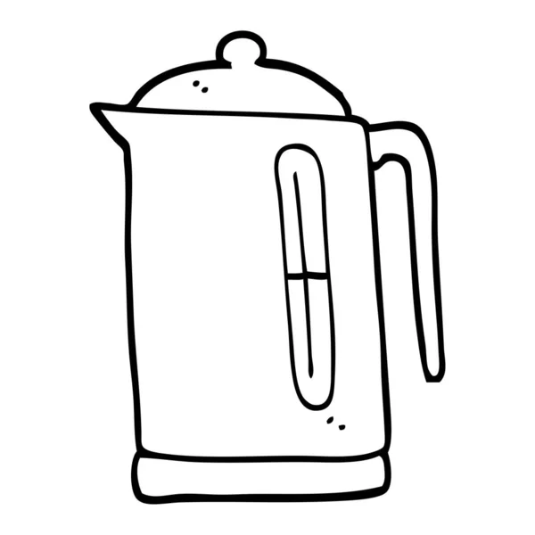 Black White Cartoon Kettle — Stock Vector