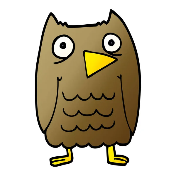 Rolig Tecknad Doodle Owl — Stock vektor