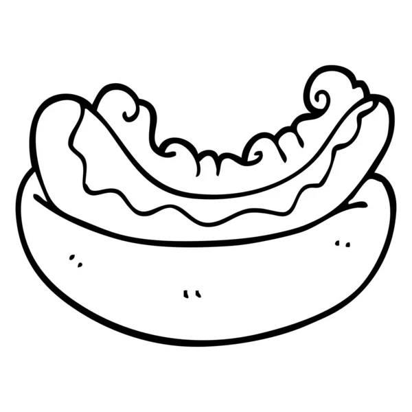 Linea Disegno Cartone Animato Hotdog — Vettoriale Stock