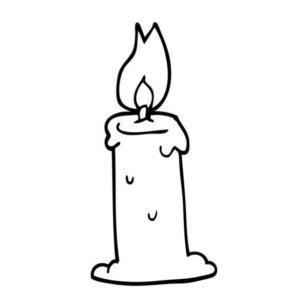 Лінійний Малюнок Мультяшної Палаючої Свічки — стоковий вектор