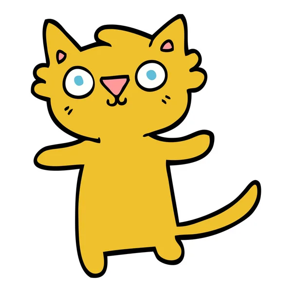 Hand Drawn Doodle Style Cartoon Cat — Stock Vector