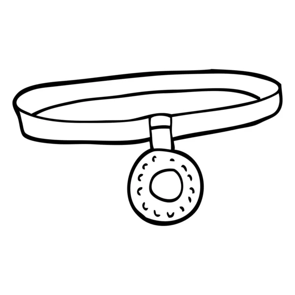 Línea Dibujo Dibujos Animados Perro Collar — Vector de stock
