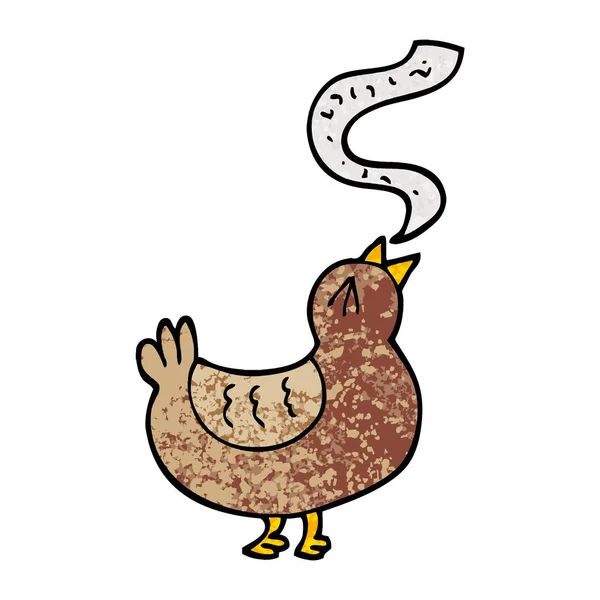 Grunge Texturierte Illustration Cartoon Singvogel — Stockvektor