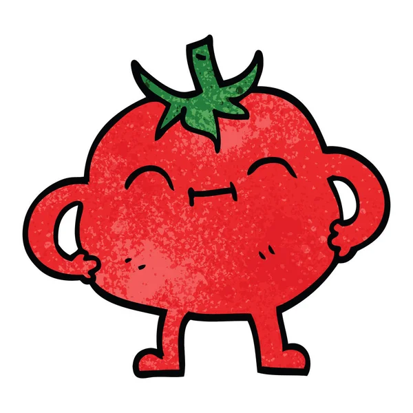 Dessin Animé Gribouille Tomate Heureuse — Image vectorielle