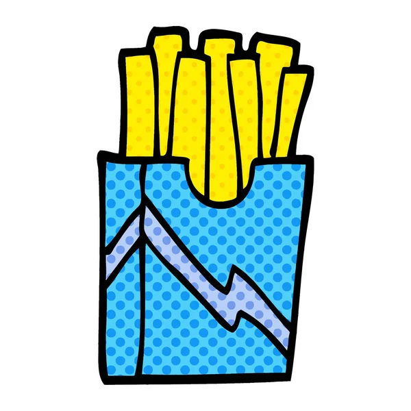 Cartoon Doodle Patatine Fritte Fast Food — Vettoriale Stock