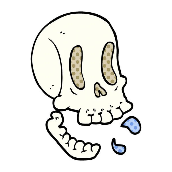 Engraçado Desenho Animado Doodle Crânio — Vetor de Stock