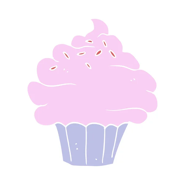 Cor Plana Estilo Cartoon Cupcake — Vetor de Stock