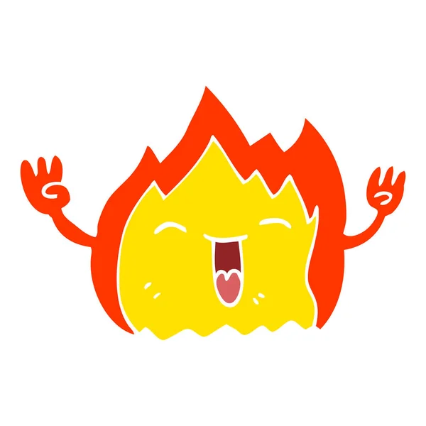 Cartoon Doodle Happy Red Flame — Stock Vector