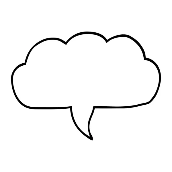 Line Drawing Cartoon Cloud Speech Bubble — Stock Vector