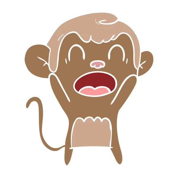 Shouting Flat Color Style Cartoon Monkey — Stock Vector