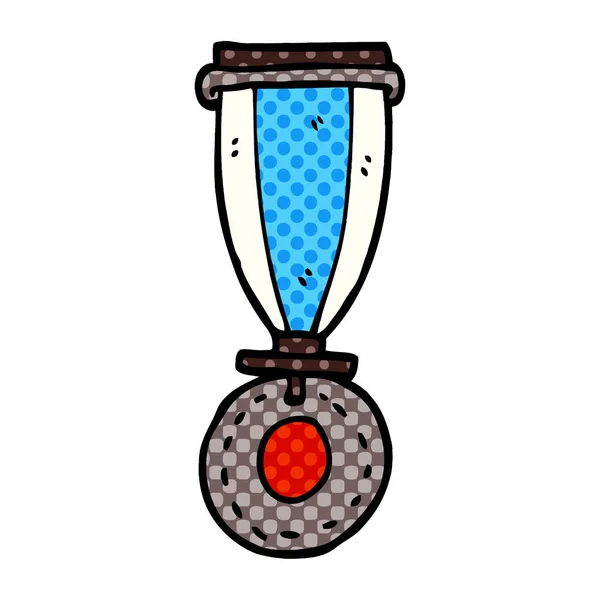 Desenho Animado Doodle Medalha Fundo Branco — Vetor de Stock