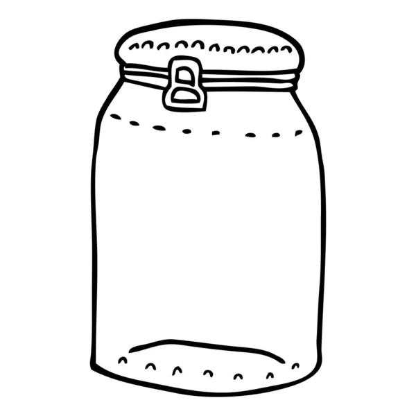 Line Drawing Cartoon Glass Jar — Stock Vector