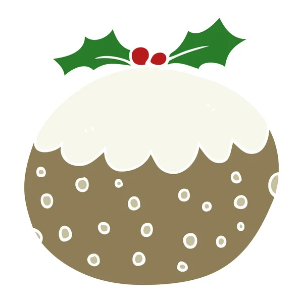 Platt Färg Stil Tecknad Christmas Pudding — Stock vektor