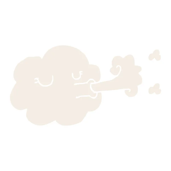 Bir Fırtına Üfleme Karikatür Doodle Bulut — Stok Vektör