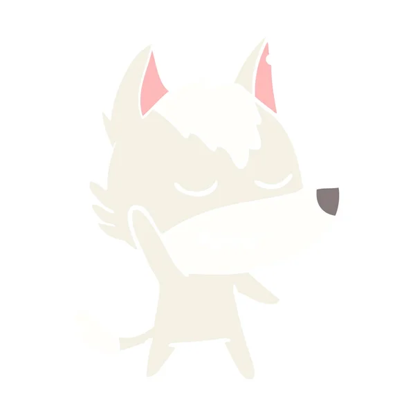 Sympathique Plat Couleur Style Dessin Animé Loup — Image vectorielle