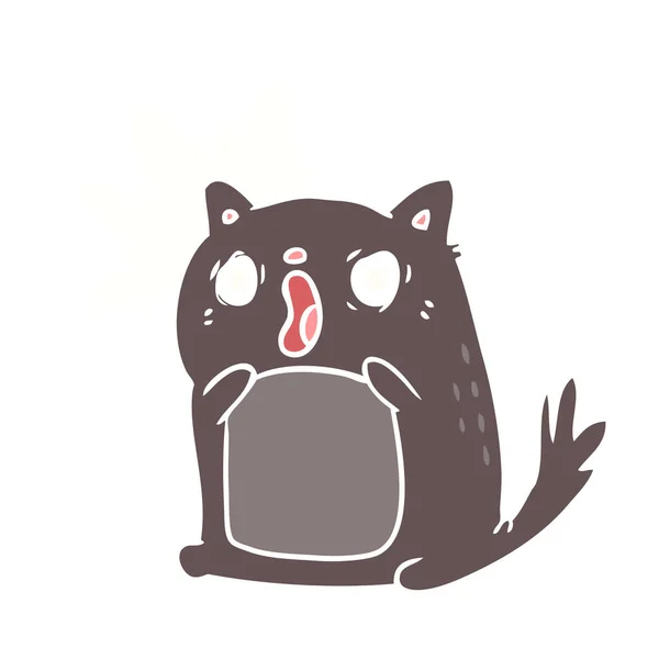 Plochý Barevný Styl Kreslená Šokovaná Kočka — Stockový vektor