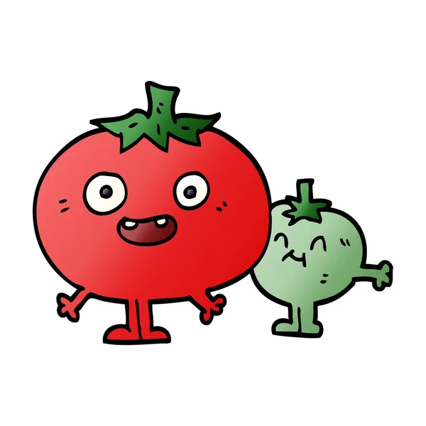 Dessin Animé Gribouille Tomates Heureuses — Image vectorielle