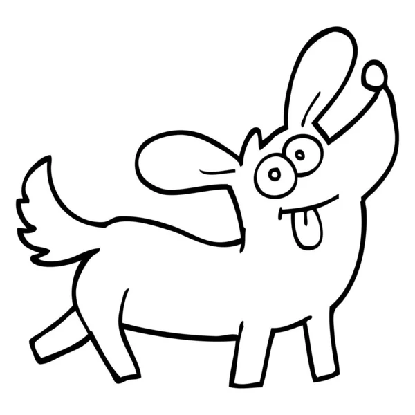 Preto Branco Cartoon Feliz Cão — Vetor de Stock