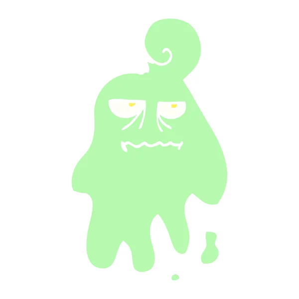Cor Plana Ilustração Desenho Animado Fantasma Assustador — Vetor de Stock