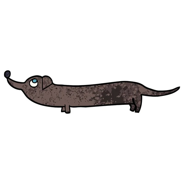 Grunge Texturat Ilustrație Desen Animat Dachshund — Vector de stoc