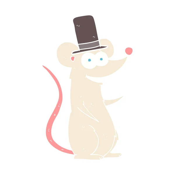 Επίπεδη Χρώματος Απεικόνιση Του Ποντικιού Στο Κορυφή Καπέλο — Διανυσματικό Αρχείο