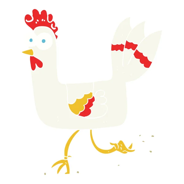 Flat Color Illustration Chicken Running — Stock Vector