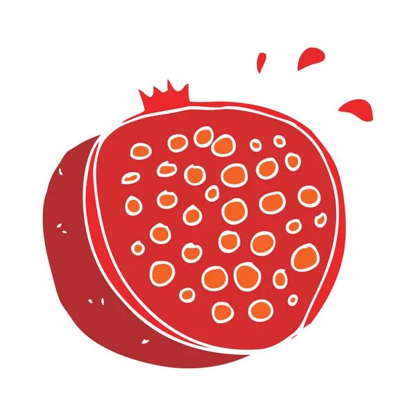 Flache Farbabbildung Des Granatapfels — Stockvektor