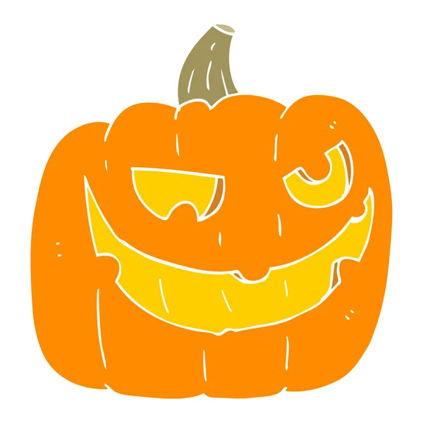 Flat Color Illustration Halloween Pumpkin — Stock Vector