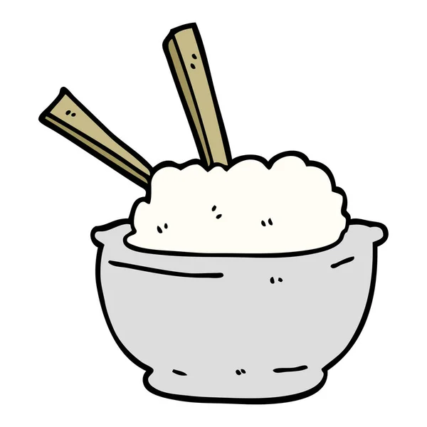 Γελοιογραφία Doodle Μπολ Ρυζιού — Διανυσματικό Αρχείο