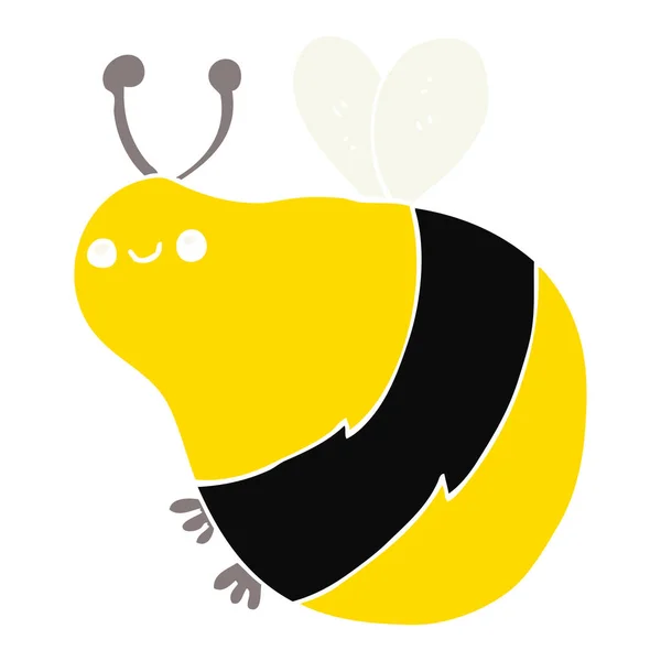 Egale Kleur Stijl Cartoon Bee — Stockvector
