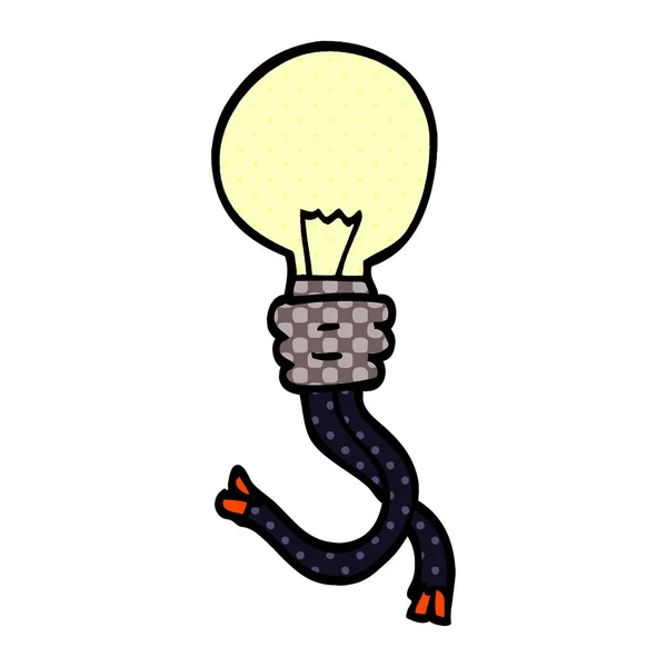 Cartoon Doodle Glowing Light Bulb — Stock Vector