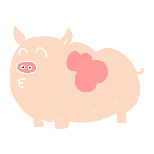 Flat Color Illustration Pig — Stock Vector