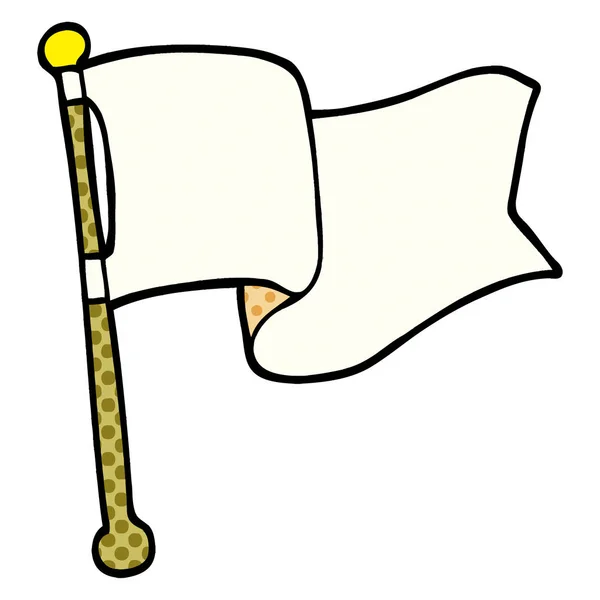 Dessin Animé Doodle Drapeau Blanc Agitant — Image vectorielle