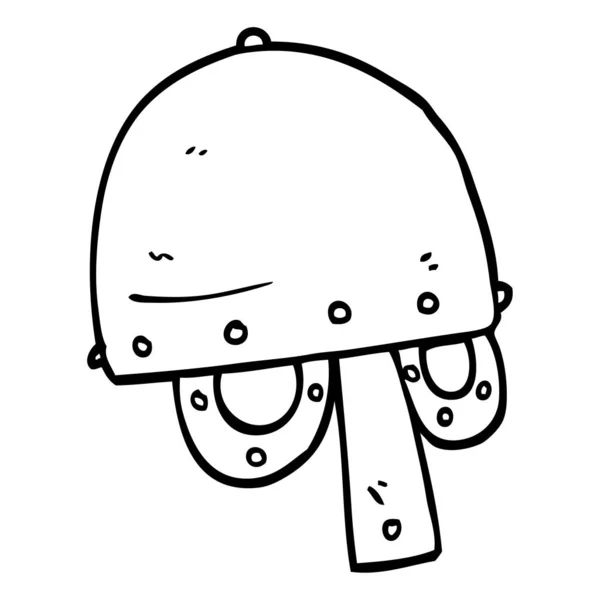 Lijntekening Cartoon Viking Helm — Stockvector