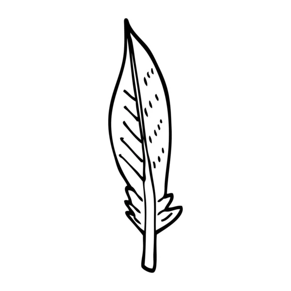 Línea Dibujo Dibujos Animados Pluma Verde — Vector de stock