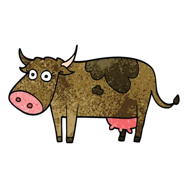 Dessin Animé Doodle Ferme Vache — Image vectorielle