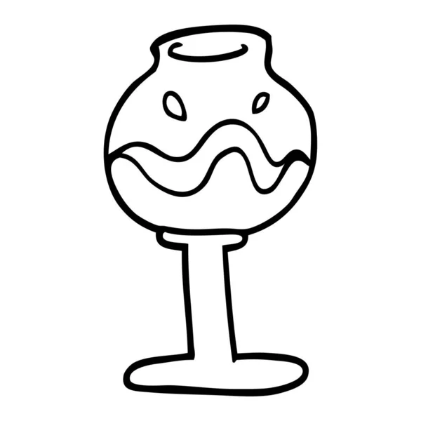 Copa Vino Dibujos Animados Blanco Negro — Archivo Imágenes Vectoriales