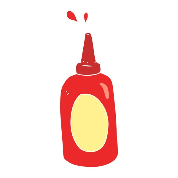 Flat Color Illustration Ketchup Bottle — Stock Vector