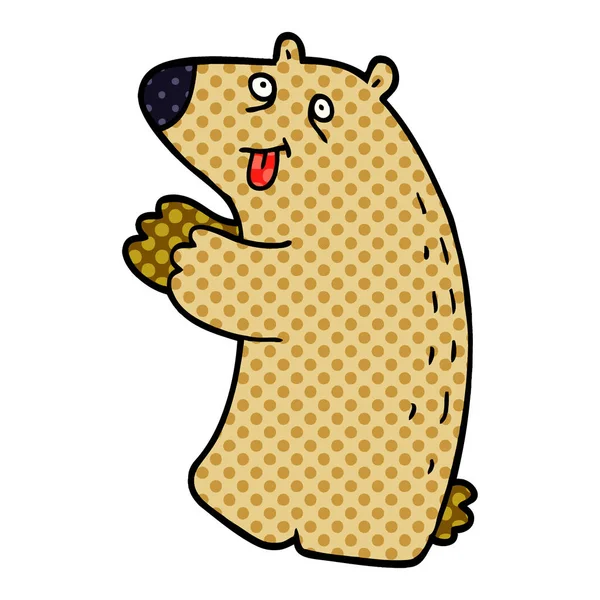 Urso Feliz Doodle Desenhos Animados — Vetor de Stock