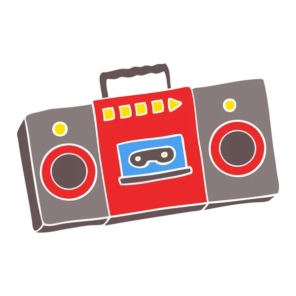 Flat Color Style Cartoon Retro Cassette Tape Player — Stock Vector