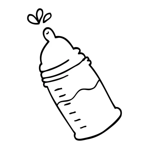Line Drawing Cartoon Baby Bottle — Stock Vector