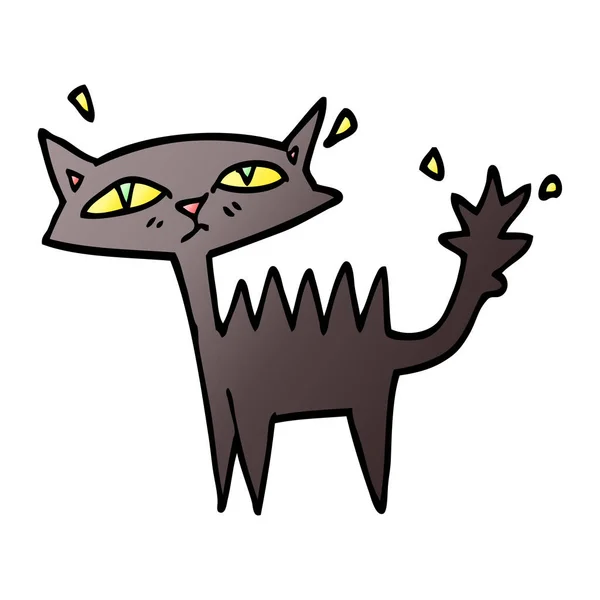 Vektor Přechodu Ilustrace Kreslené Halloween Black Cat — Stockový vektor