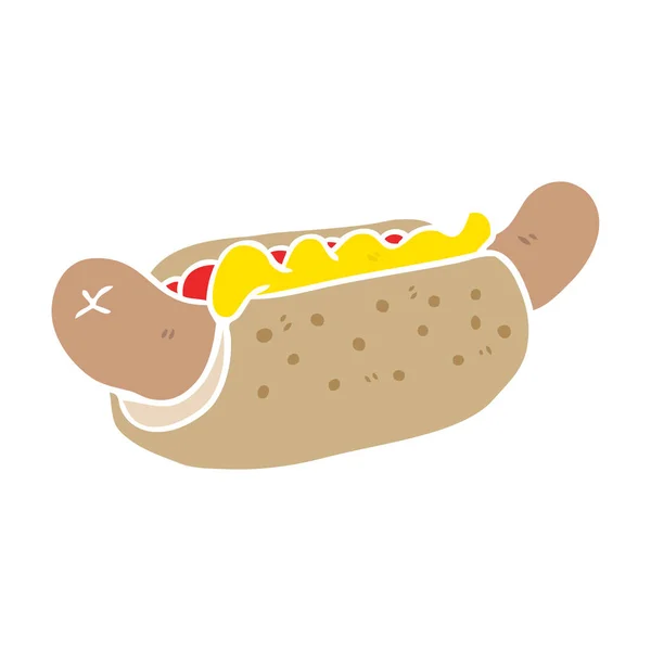 Colore Piatto Stile Fumetto Hot Dog — Vettoriale Stock