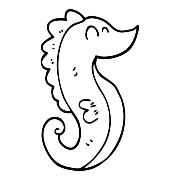 Line Drawing Cartoon Sea Horse — Stock Vector