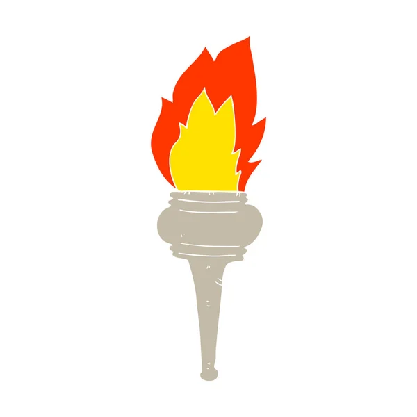 Flat Color Illustration Flaming Torch — Stock Vector